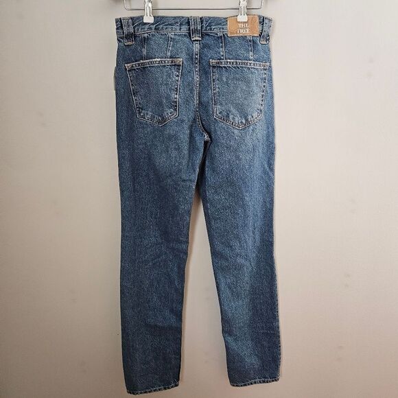 We The Free Jeans CRVY Medium Blue Button Fly Casual Neutral High Rise - Picture 4 of 10